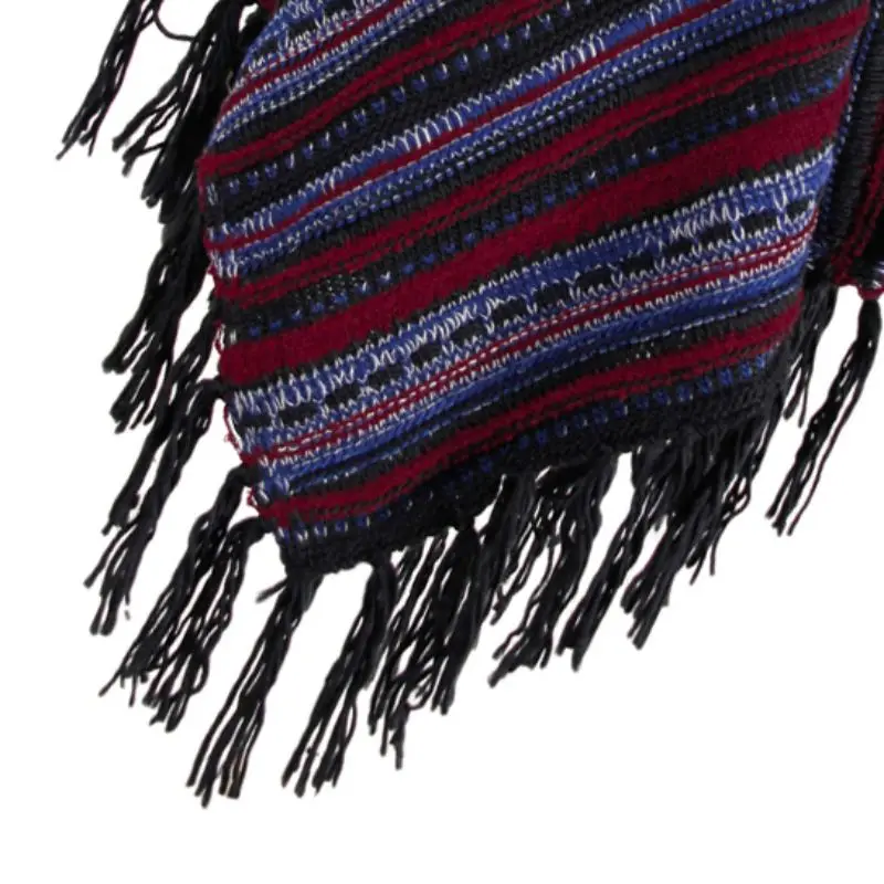 Пончо Накидки женские зимние теплые Boho полосатые шали с кисточками Вязаная кашемировая шаль модный элегантный свитер