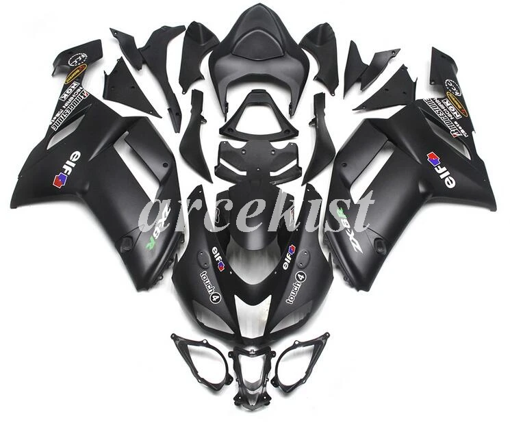 4 подарки ABS полный обтекатель комплект подходит для kawasaki Ninja ZX6R 636 2007 2008 07 08 6R ZX-6R Кузов Набор эльф зеленый черный - Цвет: black matte
