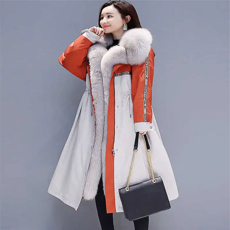 

Faux Fur Collar 2019 Women Winter Jacket Fashion Loose Thin section Cotton Ladies Coat Plus size Long Coats Parka Womens Jackets