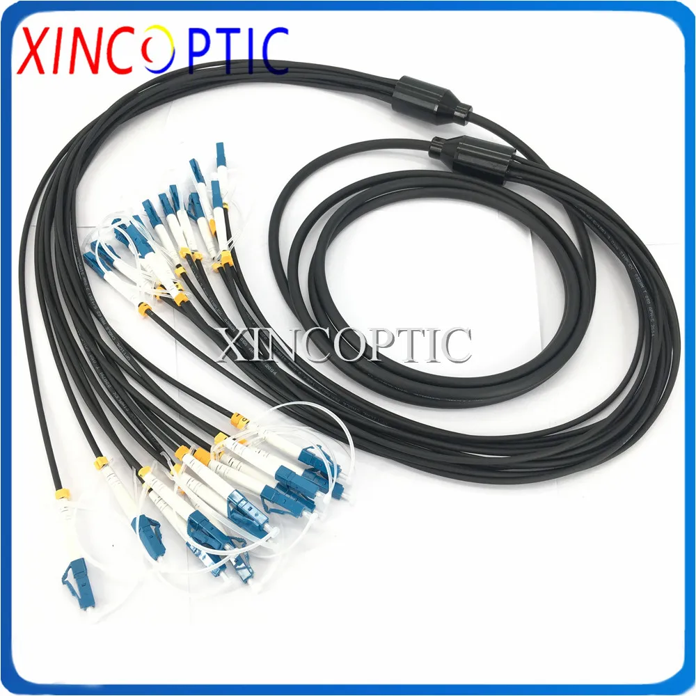 

12Cores SMF 2M Black LSZH/TPU Armored Fiber Optical Patch Cord 12Fibers G652D 6.0mm LCUPC-SC LC FC ST Fiber Optic Cable Jumper