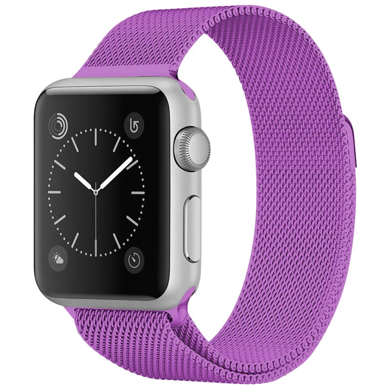 Ремешок для часов, Миланская петля, ремешок для наручных часов Apple Watch, версии 5 4 40 мм 44 мм, ремешок для наручных часов iWatch серии 1/2/3, 42 мм, 38 мм, Ремешок Браслет Нержавеющая сталь - Цвет ремешка: 29 purple