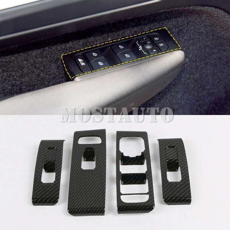 

For Volvo XC40 2018-2021 ABS Carbon Fiber Interior Door Window Lift Regulator Cover Trim 4pcs Car Accessories Interior Car Decor