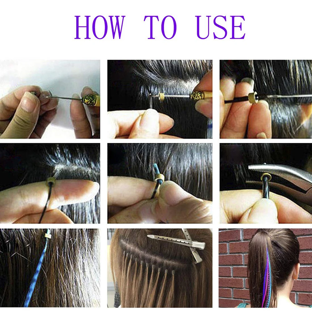 H7828dbe64e4648e490a5997ca3fd53624 Colored Strands for Hair Feather Extension 10 Pieces I Tip Synthetic Hairpiece Fake Hair Zebra Line Feather Hair Extensions Mallzona