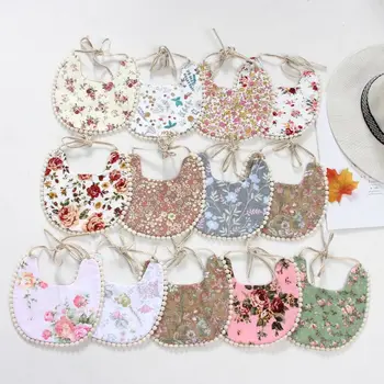 

2 Pcs Baby Tassel Saliva Towel Floral Vintage Newborn Photography Double Side Bibs Boys Girls Props Bandana Costume Kids Burp Cl
