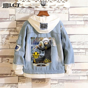 

ONE PIECE ONEPIECE Monkey D. Luffy Roronoa Zoro Cosplay Hoodies Costumes Men Women Denim Coat Fake Two Pieces Sweatshirt