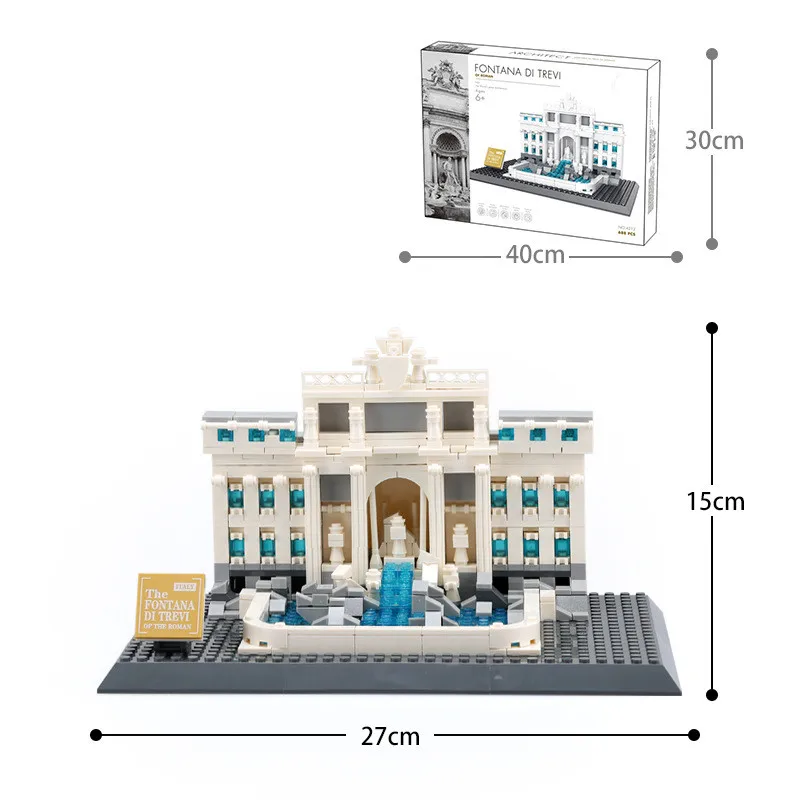 

Kids Micro Blocks Building Roman trevi fountain Model Small Granular Assemble Toys Children diamond blocks Famous Buildings