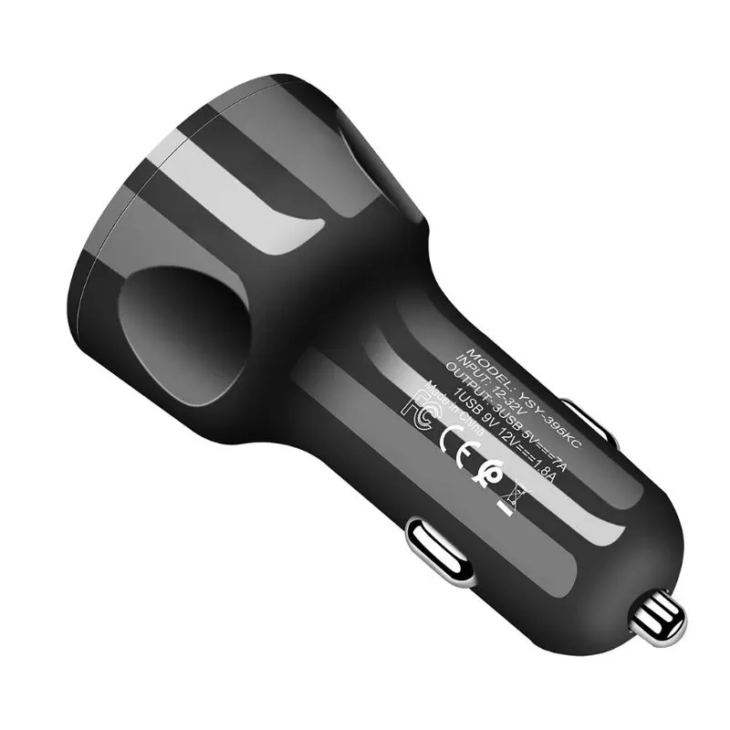 12V автомобильный прикуриватель Зарядное устройство авто USB QC 3,0 быстрое зарядное устройство с 3 портами(стандарт сплиттер универсальный для мобильного телефона CCTV DVR gps MP3 аксессуары