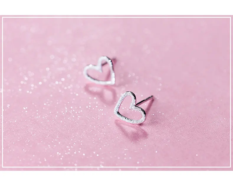 La Monada Heart Stud Earrings For Women Silver 925 Heart Frosted Fine Women Earrings Jewelry Stud Earrings 925 Sterling Silver