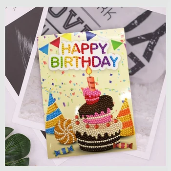 

5D Diy Diamond Painting Birthday Card Full 7D Greeting Card Diy Painting Set Diamond Painting Birthday Card