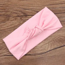 Детская лента для волос с узлом, вязаная эластичная хлопковая повязка на голову, аксессуары для волос в европейском и американском стиле, цветочный головной венок, 9 цветов