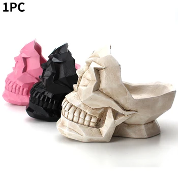 

3D Vintage Home Decoration Ornaments Phone Holder Skull Shaped Gift Geometric Miniature Figurines Storage Resin Desk Bar Crafts