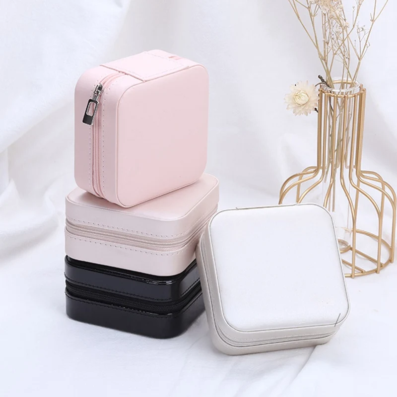 Jewelry Organizer Display Jewelry Case Boxes Portable Jewelry Box Zipper Leather Storage Joyeros Organizador De Joyas for Travel