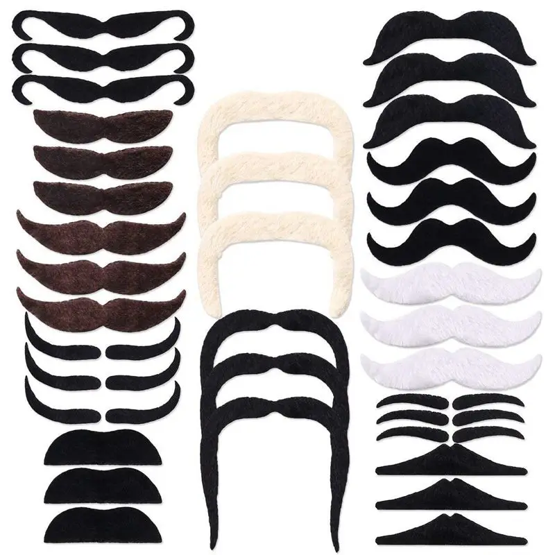 36 Pack Self Adhesive Fake Mustaches Novelty For New Year's Eve Party Supplies | Дом и сад