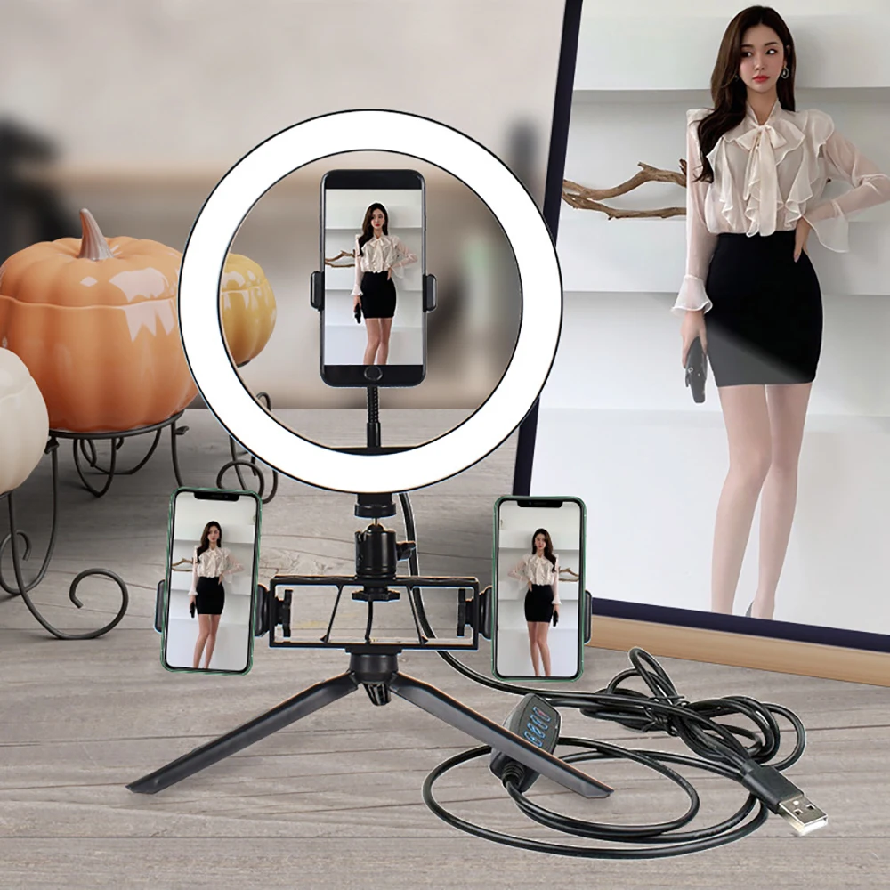 

Ring Fill Light LED Ring Light 26cm Photography Dimming Video Live Youtube USB Plug Selfie Ring Light Mobile Phone Bracket
