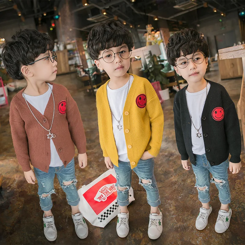 

Kids' Sweater 2019 Spring And Autumn New Products Children Fashion Goods BOY'S Girls Versatile Smiley Cardigan Sweater