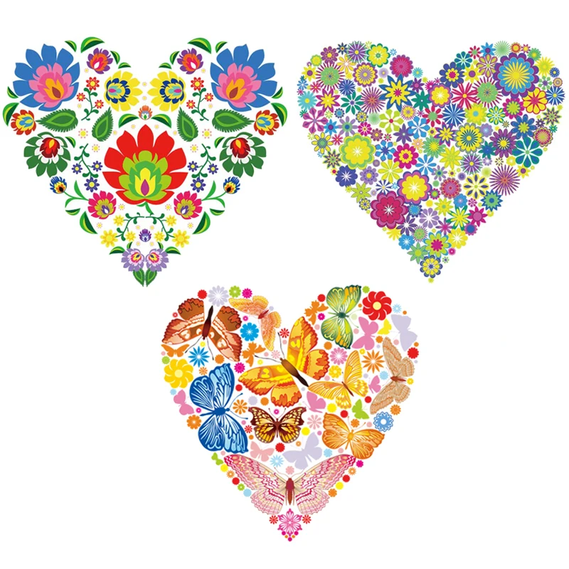 Lovely Heart Iron on Transfer Patches for Clothing Vinyl Heat Thermal Stickers Clothes Kids Petal Appliques DIY | Дом и сад