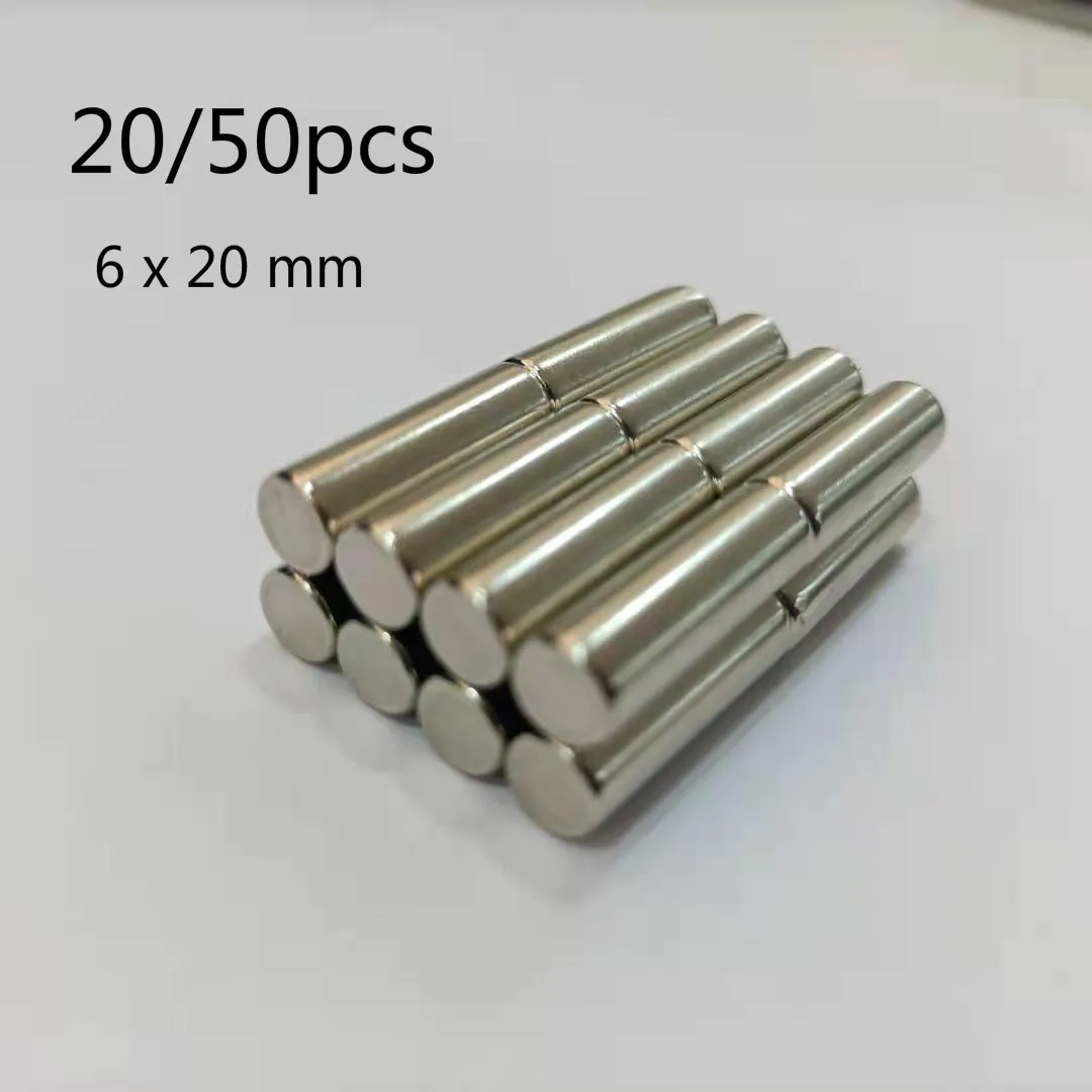 20/50pcs 6 x 20 mm Round Neodymium Magnets  Magnet Disc 6 x 20 mm Strong Cylinder Rare Earth Magnet