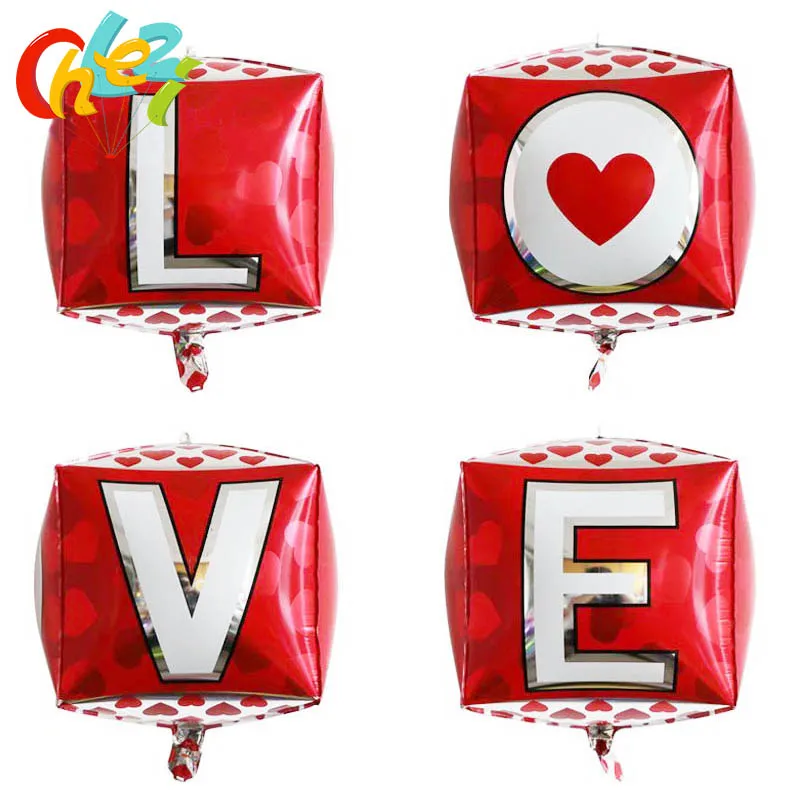 

1pcs LOVE cube balloons 4D XOXO Helium balloon Wedding anniversary Birthdays Party decoration Kids adult ballons shower