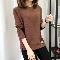 Осенний свитер 2017 зимний женский модный сексуальный о-вырез повседневные женские свитера и пуловеры теплый длинный рукав вязаный свитер