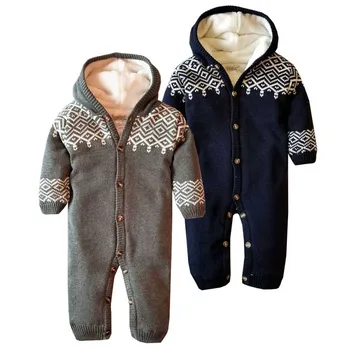 

Infant Baby Boys Girls Rompers Autumn Winter Thicken Warm Newborn Jumpsuits Outfits Knitted Infant Sweater Kids Costume 0-18M