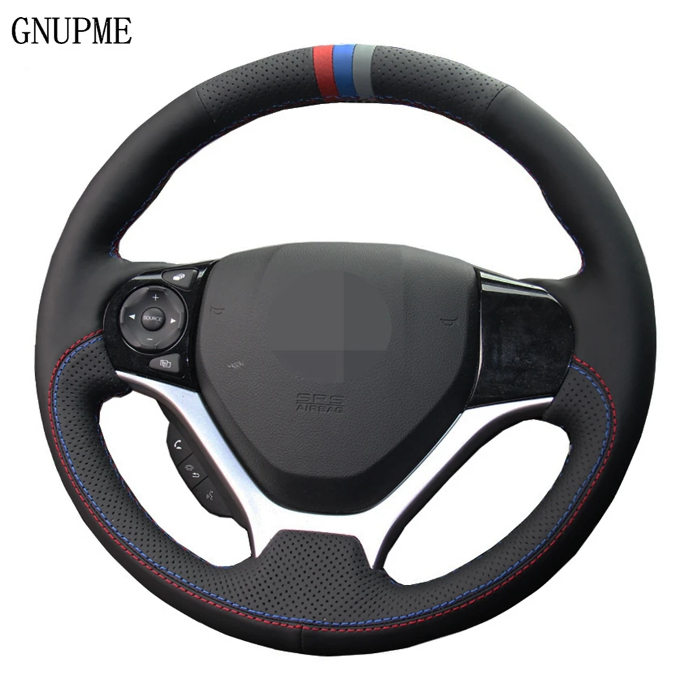 Diy Car Steering Wheel Cover Handstitched Black Genuine Leather Suede