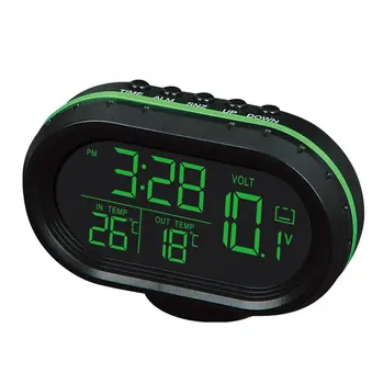 

Multi-function Vehicle Car Temperature Clock Voltmeter Car Thermometer Electronic Clock Car Night Light Clock Supplies 2 Colors