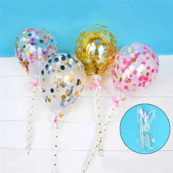 

6 Colors 5 Inch Confetti Lates Ballons Gold Star Foil Confetti Transparent Balloons For Wedding Kids Cake Topper Birthday Decor