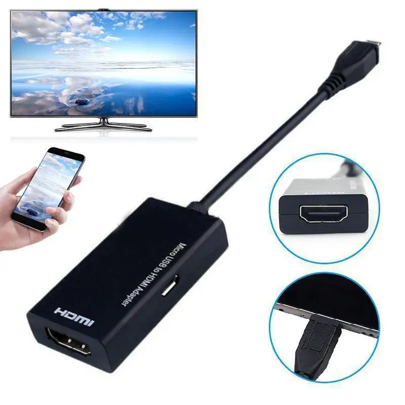 

Type C and Micro USB Male to HDMI Female Adapter Cable Micro USB to HDMI Adapter for Cellphone Tablet TV Hot