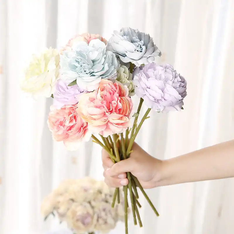 1pcs Artificial Flowers Beautiful Faux Flower Silk Peony Bridal Bouquet Fake Flower For Home Wedding Party Diy Decoration Artificial Dried Flowers Aliexpress