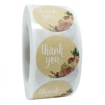 

500pcs Floral Thank You Cute Stickers Kraft Festival Decorative Stickers Tags Envelope 1 inch Christmas Stickers Scrapbooking