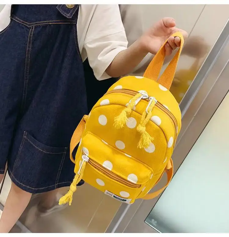 canvas Children's school bags Korean lovely wave point Leisure travel backpack for children Cartoon children small backpack