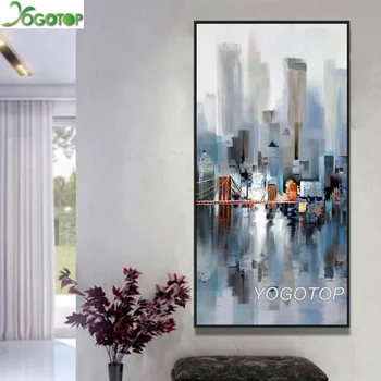 

Large diy 5d diamond painting Full diamond Embroidery High-rise Building Bridge City Architecture Landscape Abstract Art YY2279