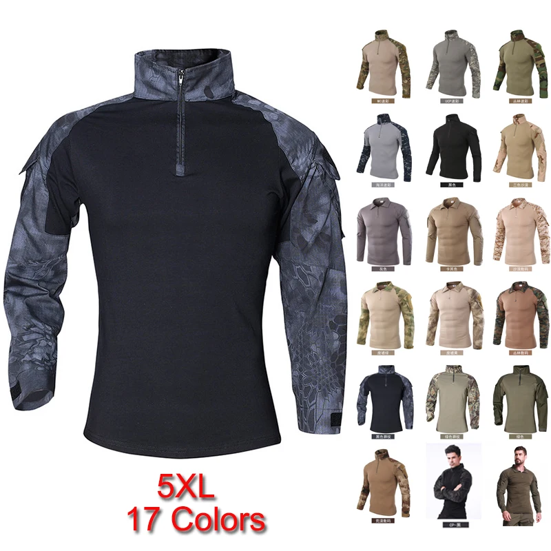 Kaufen Freien Taktische T shirt Männer Combat Shirt Military Armee Shirts Camping Uniform Wandern Jagd Langarm Camouflage T shirt