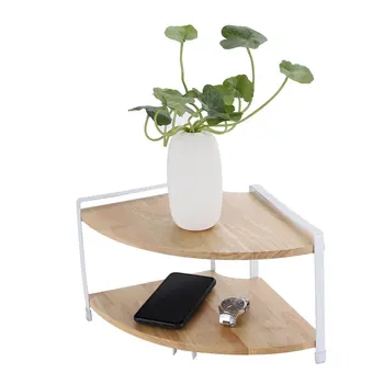 

2 Layer Kitchen Solid Wood Stand Fan Shaped Corner Shelf Spice Racks Storage Glass Jar Seasoning Bottles Flavoring Organizer
