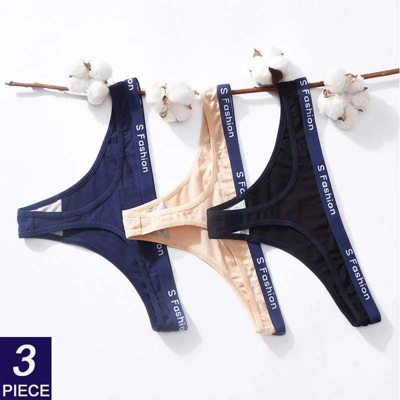 

3Pcs/Set Sexy Women Cotton G-String Thongs Female Soft String Underwear Women Lingerie Low Waist Seamless Underpants Lady Tangas