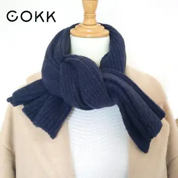 

COKK 2020 Women Solid Scarves Lady Winter Thicken Warm Soft Pashmina Shawls Wraps Pink Black Female Knitted Wool Long shawl