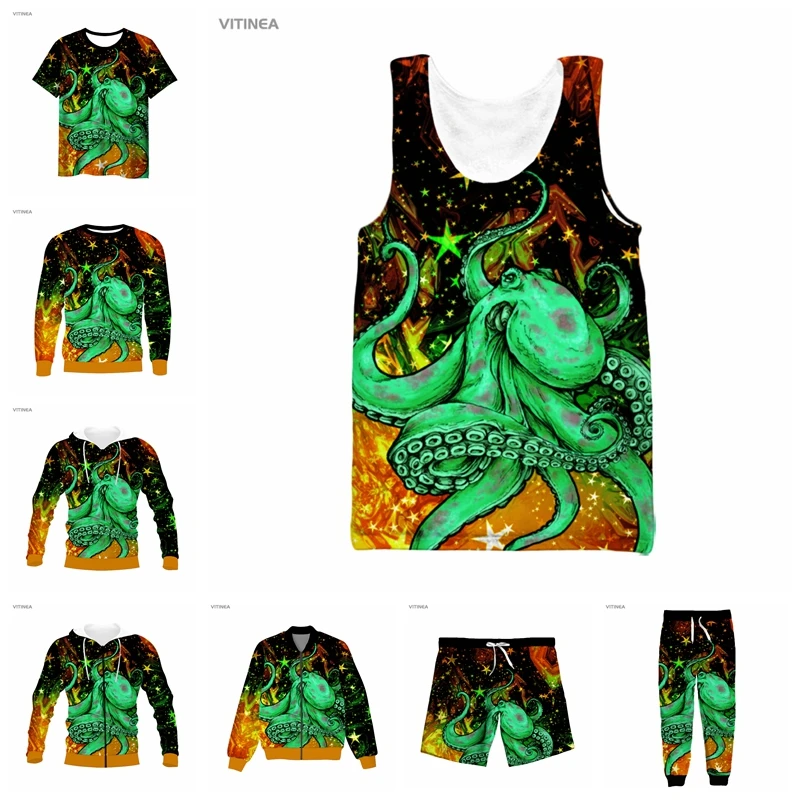 

vitinea New 3D Full Print Kraken octopus T-shirt/Sweatshirt/Zip Hoodies/Thin Jacket/Pants Four Seasons Casual Q13