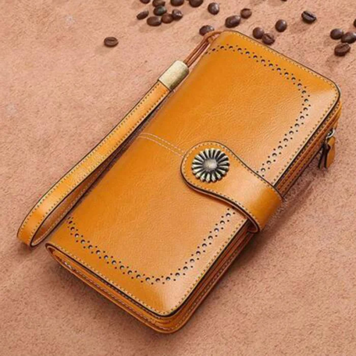 RFID женский кожаный Длинный кошелек на молнии многофункциональный большой емкости кошелек-OPK
