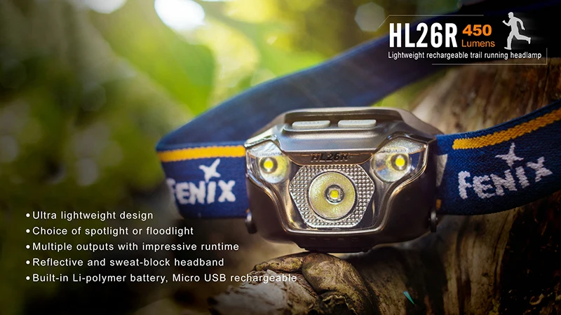 Fenix HL26R Cree XP-G2 R5 светодиодный USB Перезаряжаемый налобный фонарь-черный