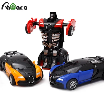 

New 4 Style Mini Robot Vehicle Model Action Figures Toy Style Inertial Collision Deformation Car Toys For Kids