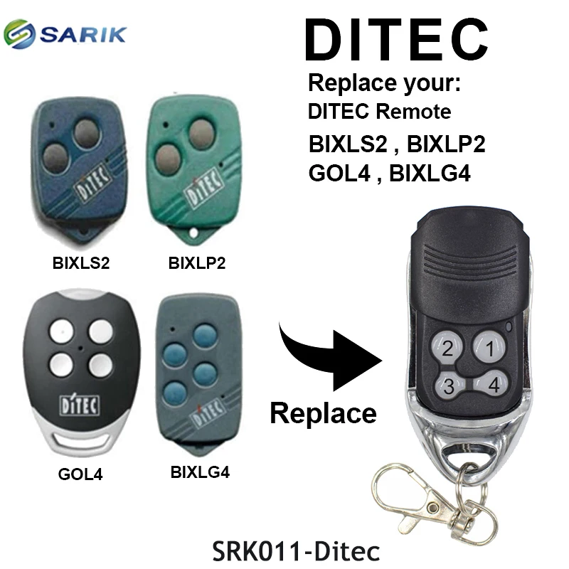 Ditec 433 МГц прокатный код совместимый DITEC GOL4 DITEC BIXLG4 DITEC BIXLP2 DITEC BIXLS2 пульт дистанционного управления для гаражной двери