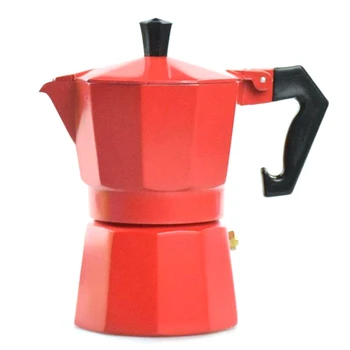 

Mocha Latte Coffee Maker Italian Moka Espresso Cafeteira Percolator Pot 3Cup Stovetop Coffee Maker 150Ml Red