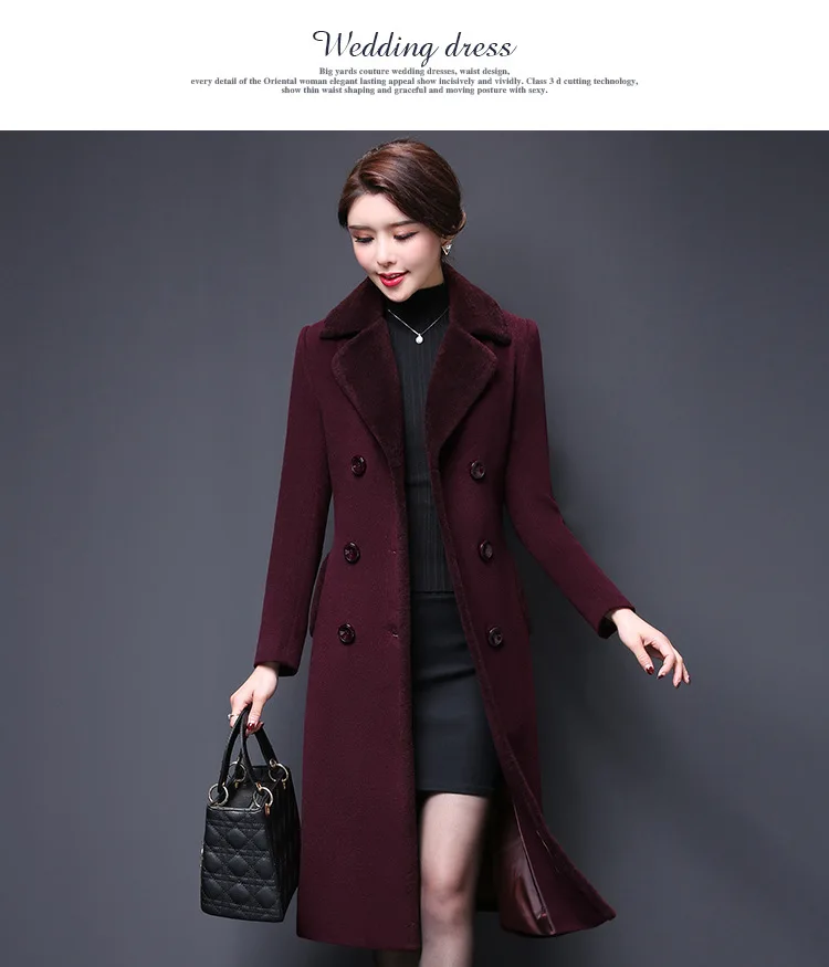 Шерстяная Женская куртка в Корейском стиле, осень и зима, стиль, шениль, пальто, элегантная дебютантка, благородство, двойной меховой воротник