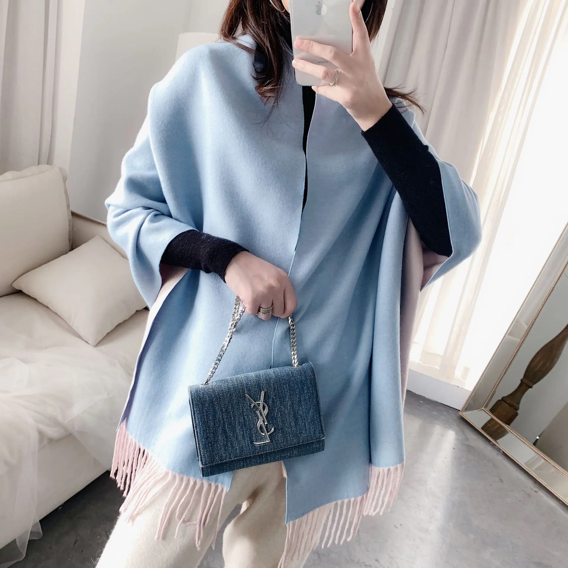 

Brand Double Sided Cashmere Scarf Women 2020 Winter Scarves High Quality Shawls And Wraps Thick Warm Pashmina Lady Blanket Stole