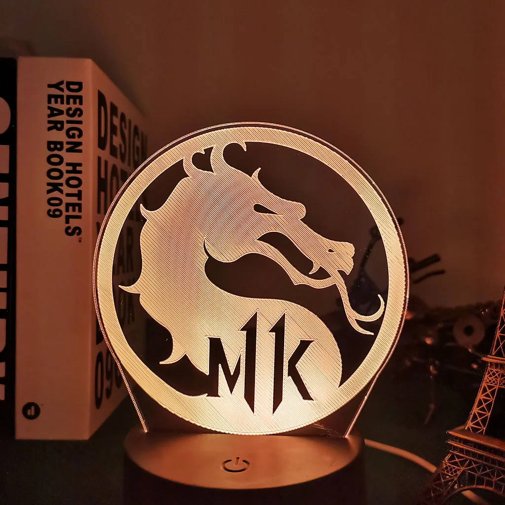 red night light Console Game Mortal Kombat 11 Logo Kids Night Light Led Touch Sensor Color Changing Nightlight for Child Bedroom Decor Lamp Gift hatch night light