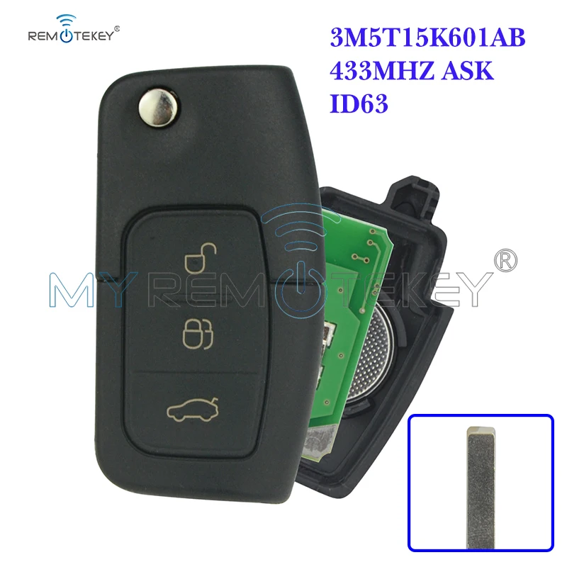 Пульт дистанционного управления Remtekey 3M5T15K601AB для Ford B-Max Fiesta Focus Galaxy Kuga S-Max 2008-2011 ID63