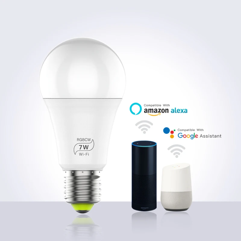 Dropship 1/4/5/10 шт. 7 Вт Smart Wi-Fi лампочки RGB Волшебная осветительная лампа Wake-Up совместим с Alexa и Google Assistant