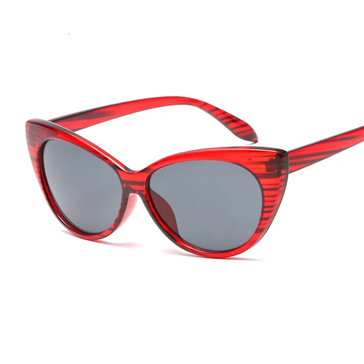 New Arrive Fashion Cat Eye Sunglasses Women Brand Designer Retro Female Sun Glasses Female Oculos De Sol Feminino UV400 - Цвет линз: Winered Line