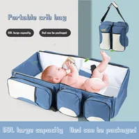 New Can Bed Can Pack Multifunctional Portable Two-in-one Baby Crib Bag Waterproof Nylon Maternity Nappy Moms Backpack Baby Nursi