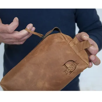 

Personalized XL Leather Toiletry bag, Leather Dopp Kit bags Father of the bride/ Groom makeup bag cutom Groomsman make up bag